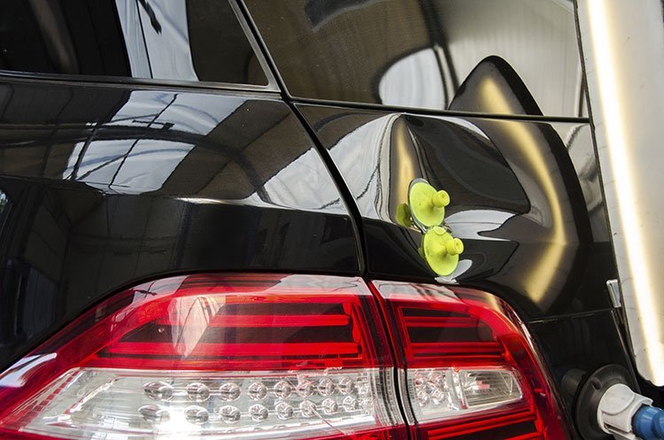 Paintless Dent Repair Black Car